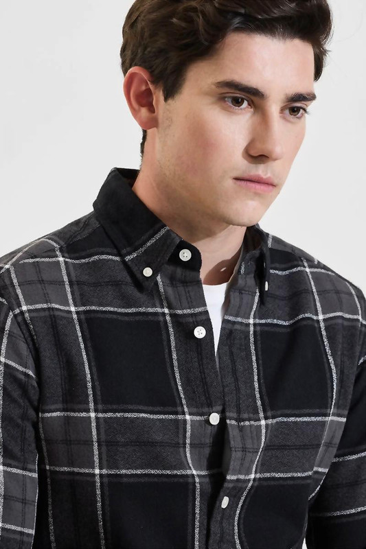 RODEIZ Men Checkered Casual Black Shirt