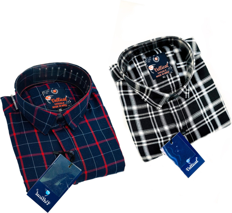 Vellical Men Checkered Casual Multicolor Shirt(Pack of 2)