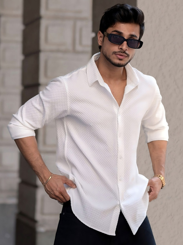 METRONAUT Men Solid Casual White Shirt