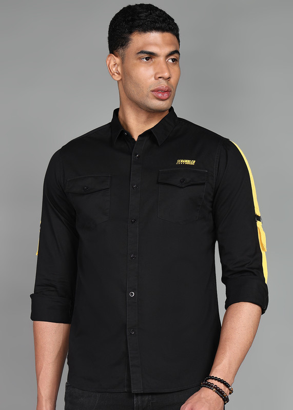 DUCATI Men Solid Casual Black Shirt