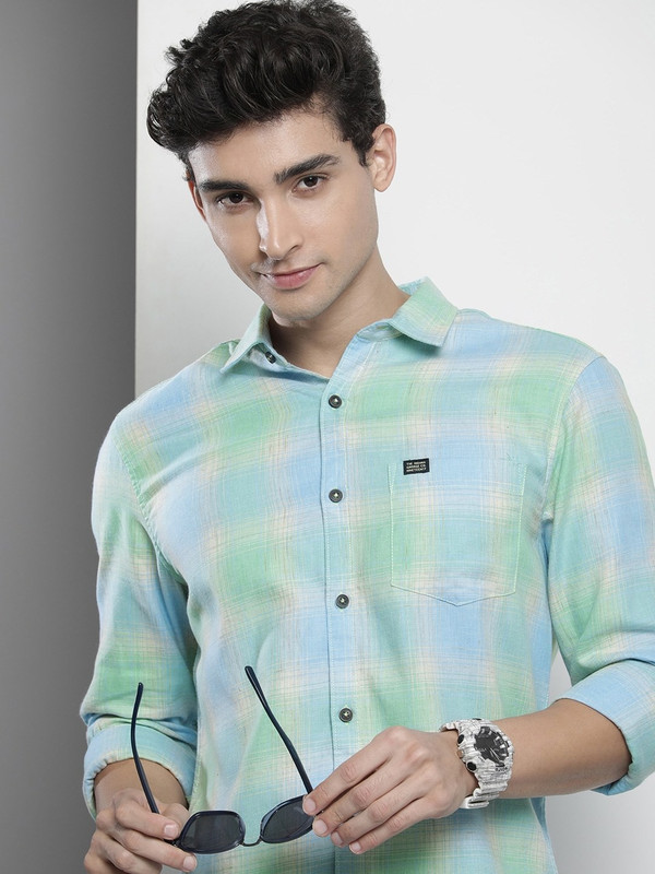 The Indian Garage Co. Men Checkered Casual Blue Shirt - 76% off at DetectaDeal