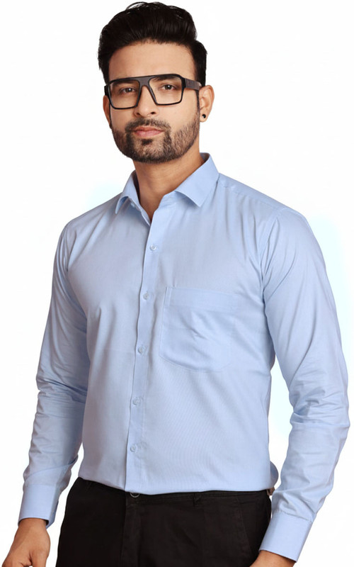 Colours 'n' Collars Men Solid Formal Light Blue Shirt
