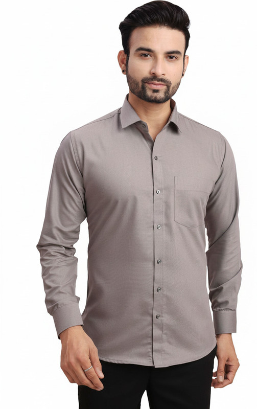 Colours 'n' Collars Men Solid Formal Grey Shirt