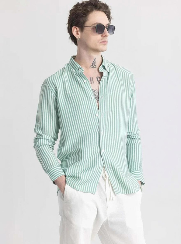 OTUS Men Checkered Casual Green Shirt