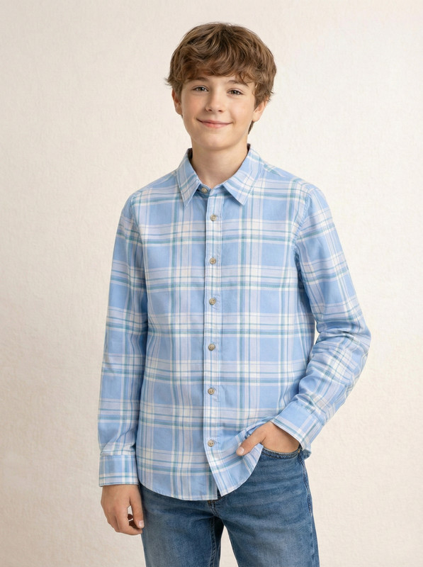 KILLER Boys Checkered Casual Light Blue Shirt