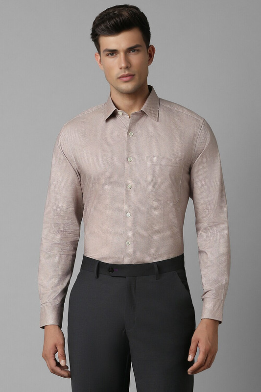 LOUIS PHILIPPE Men Printed Formal Brown Shirt