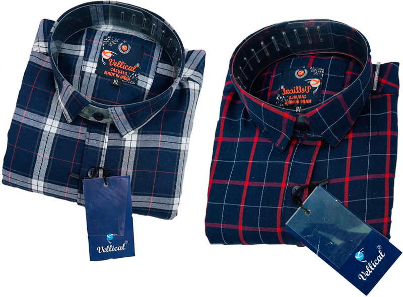 Vellical Men Checkered Casual Multicolor Shirt(Pack of 2)