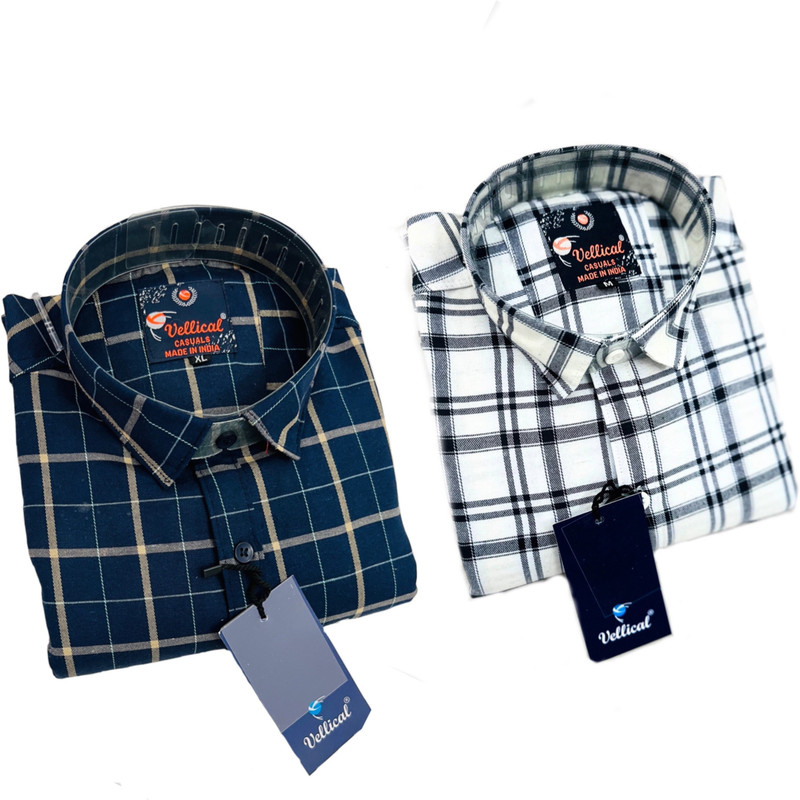 Vellical Men Checkered Casual Multicolor Shirt(Pack of 2)