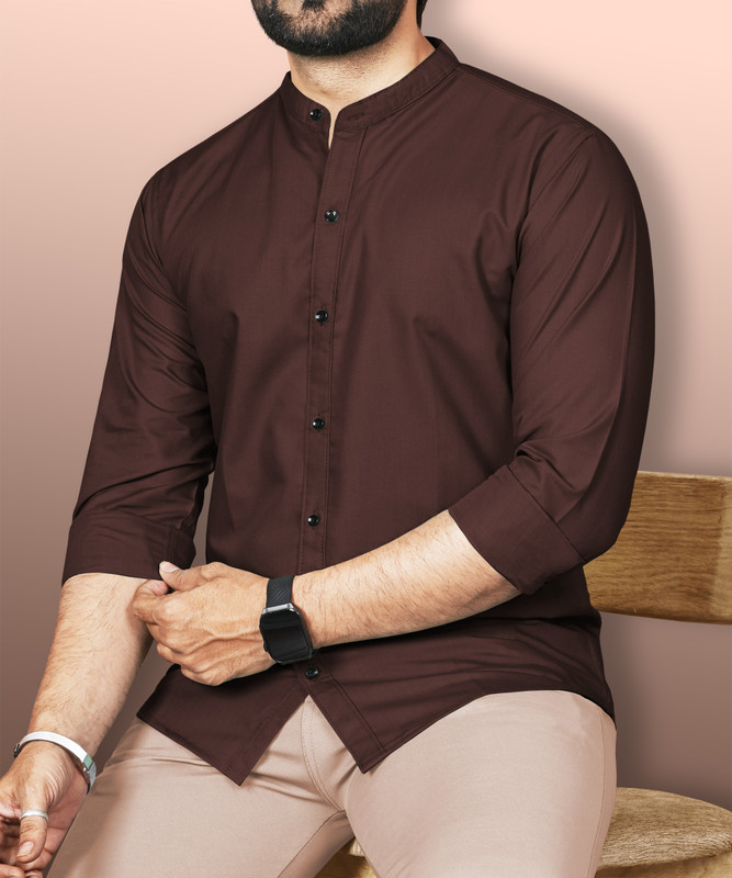 VeBNoR Men Solid Casual Brown Shirt