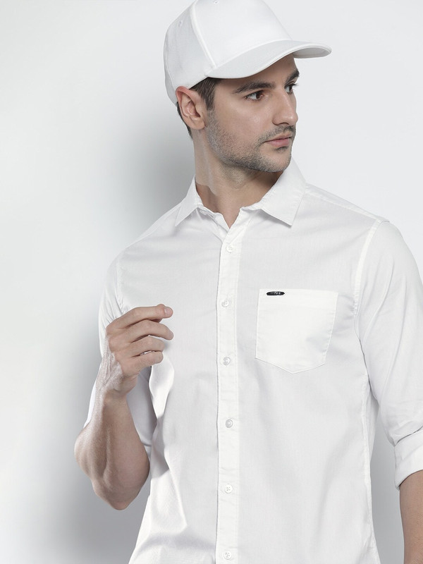 The Indian Garage Co. Men Solid Casual White Shirt