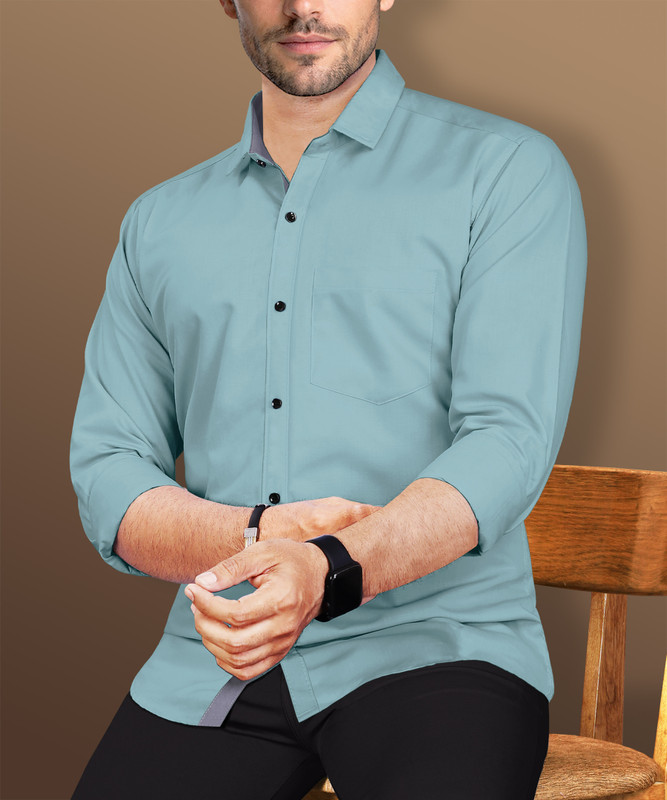 VeBNoR Men Solid Casual Light Green Shirt - 67% off at DetectaDeal