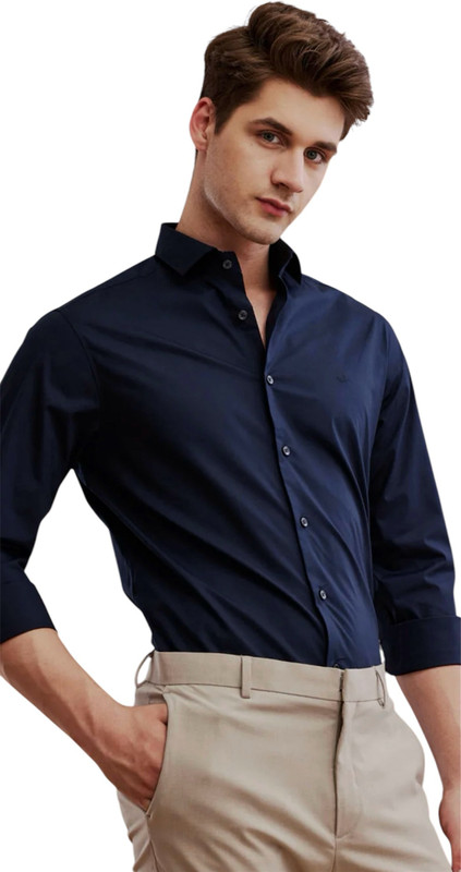 FASHION WITH PATHAN Men Solid Formal Blue Shirt