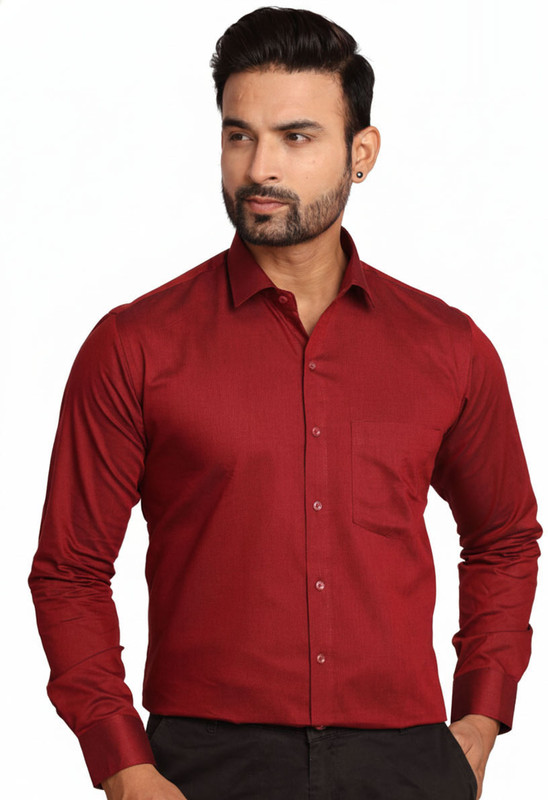 Colours 'n' Collars Men Solid Formal Maroon Shirt