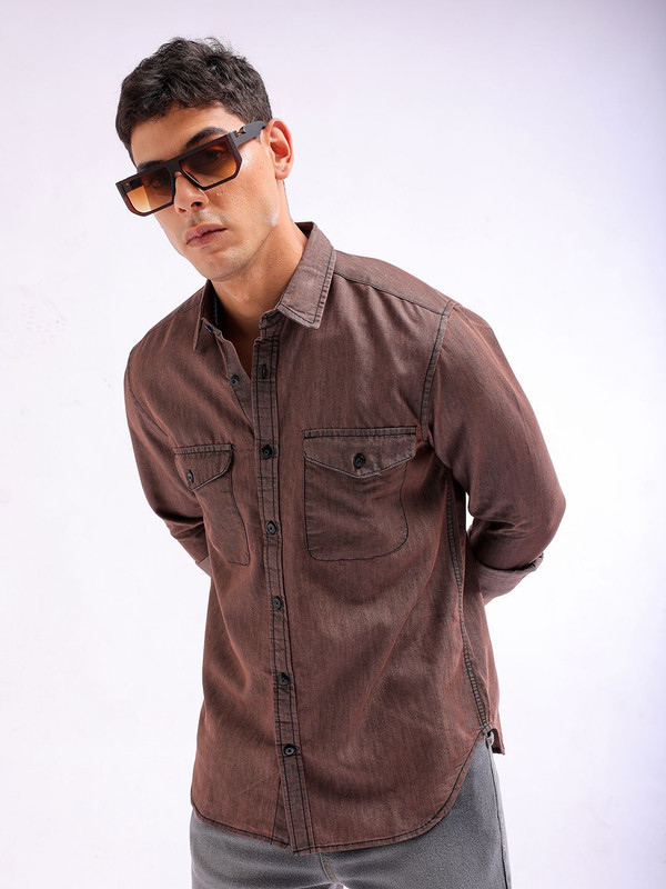The Indian Garage Co. Men Solid Casual Black Shirt