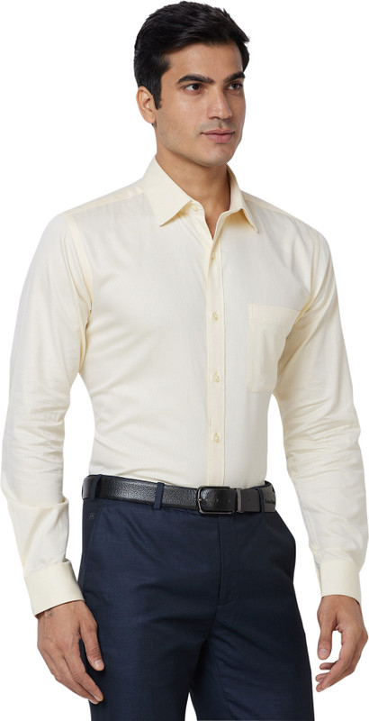 Raymond Men Solid Formal Yellow Shirt