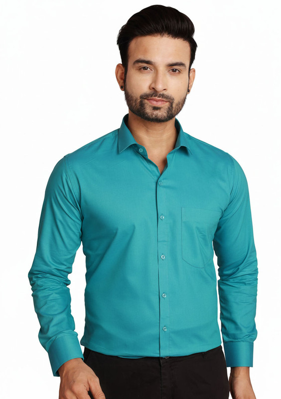 Colours 'n' Collars Men Solid Formal Light Blue Shirt