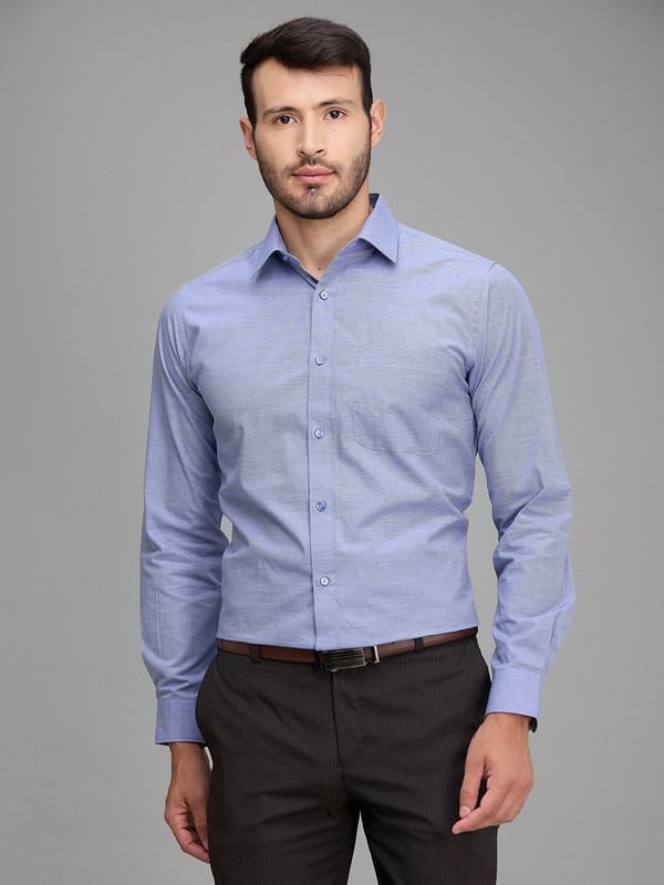 Raymond Men Solid Formal Blue Shirt