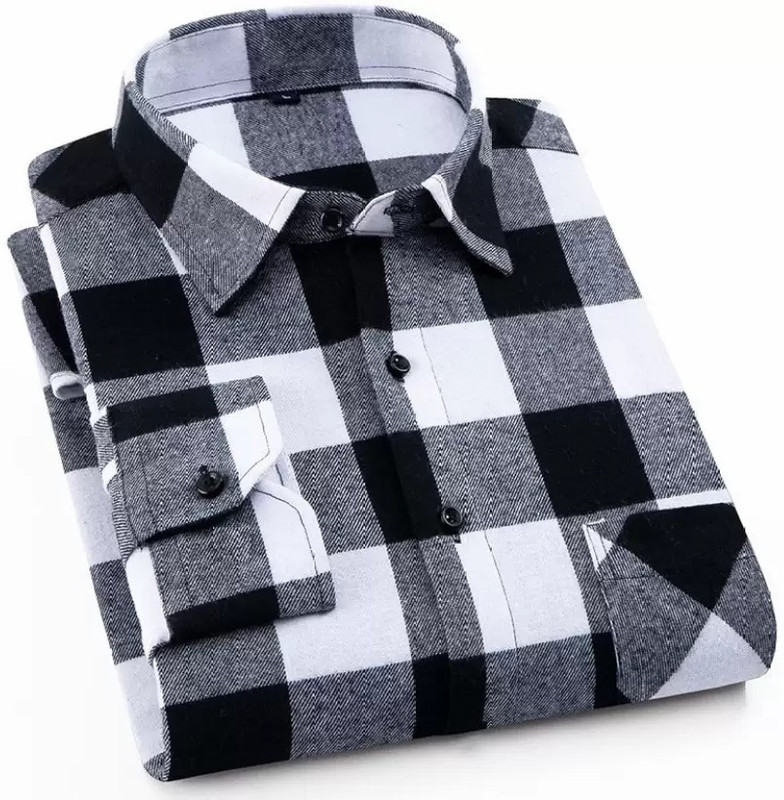 GunjaFashion Men Checkered Casual Grey, White, Black Shirt - 87% off at DetectaDeal