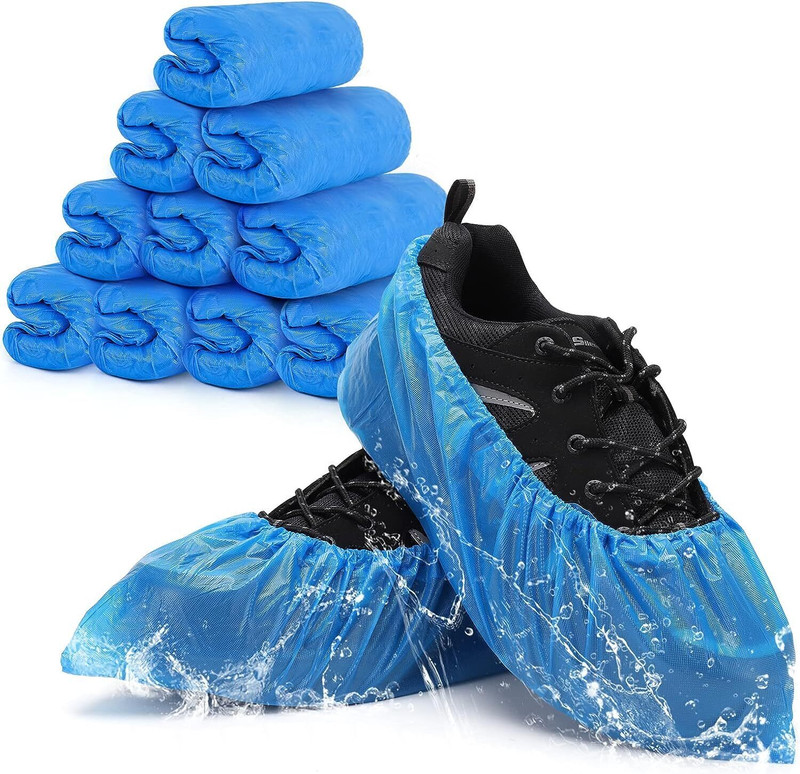DISHIVA Disposable Shoe Covers, Non-Slip, Waterproof, Durable Shoe Protectors Plastic Blue Flat Shoe Cover, Boots Shoe Cover(Free Size Pack of 50)
