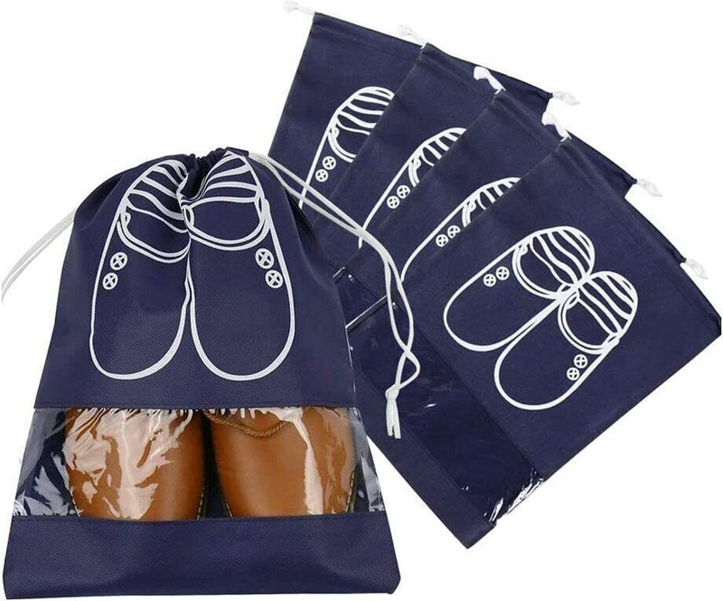 Prachi Shoe Bag for Travel & Storage Travel Organizer For Shoe Cover for Storage Nylon blue Boots Shoe Cover, Flat Shoe Cover, High Ankle Shoe Cover, Toes Shoe Cover(Medium Pack of 5)