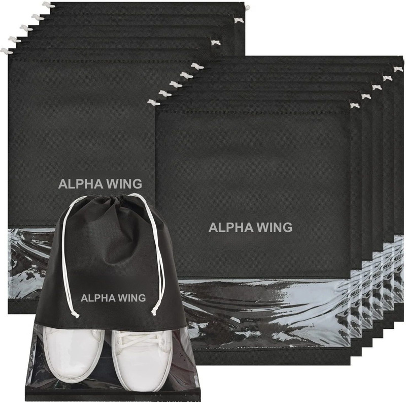 ALPHA WING ALPHA0412 SHOES COVER Polyester Black Flat Shoe Cover, Toes Shoe Cover(43CM X 30CM Pack of 12)