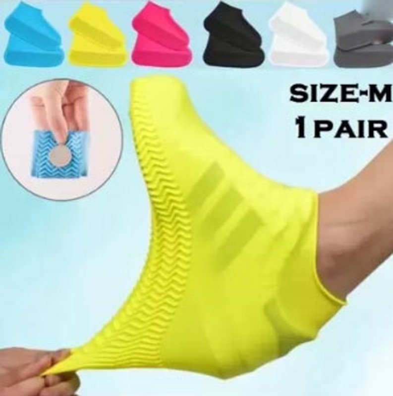 RECTITUDE Silicone Rain Shoe Covers Sand-proof Non-slip Portable Shoe Covers-M Silicone Silicone MULTICOLOR Boots Shoe Cover(Free Size Pack of 1)