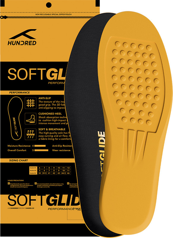 Hundred Soft Glide Performance - Anti Slip Cushioned Insoles for Any Shoe / 7 UK Insole