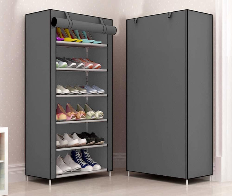 INSIDE STYLE Metal Collapsible Shoe Stand(Grey 2, 6 Shelves, DIY(Do-It-Yourself))