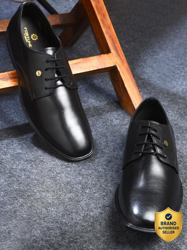 LIBERTY Fortune LUCIO-201 Formal Shoes With PU Upper | Comfortable Office Wear Lacing Derby For Men(Black , 8)