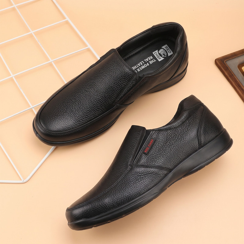 RED CHIEF Genuine Leather Formal Slip-On Shoes for Men Black RC3500 001 Slip On For Men(Black , 6)