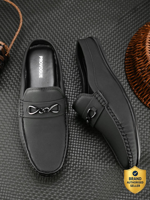 PROVOGUE Men's Pu Open Loafers Loafers For Men(Black , 6)