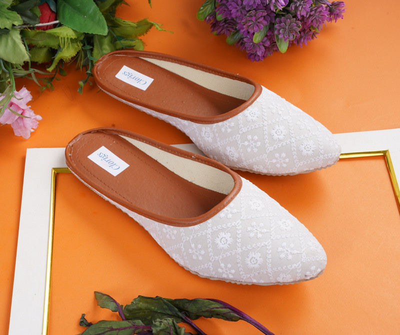Clorigs Clorigs ethnic Comfortable handmade || Handcraft Jutis For Women(White , 4)