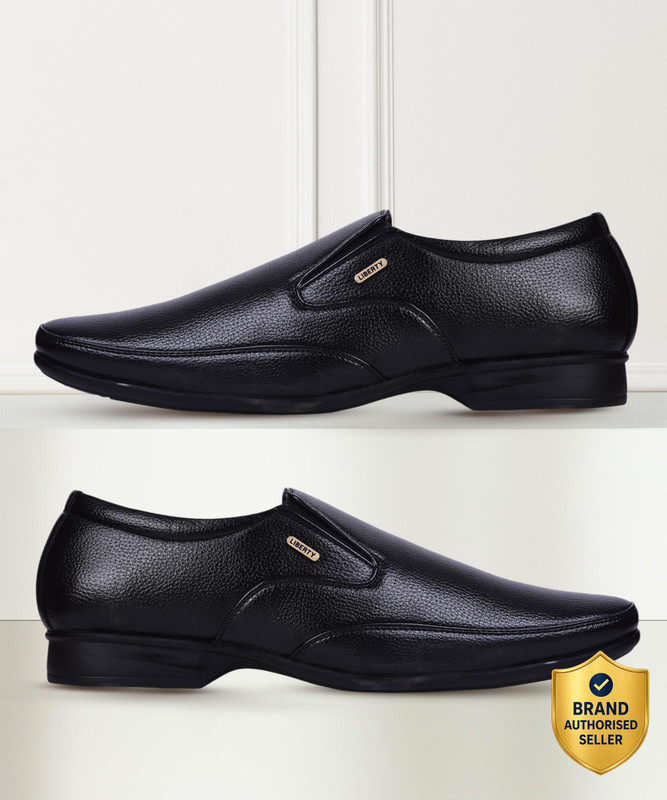LIBERTY Fortune HOL-132E Formal Slip-on Shoes With PU Upper | PVC Sole Non-Lacing Slip On For Men(Black , 8)