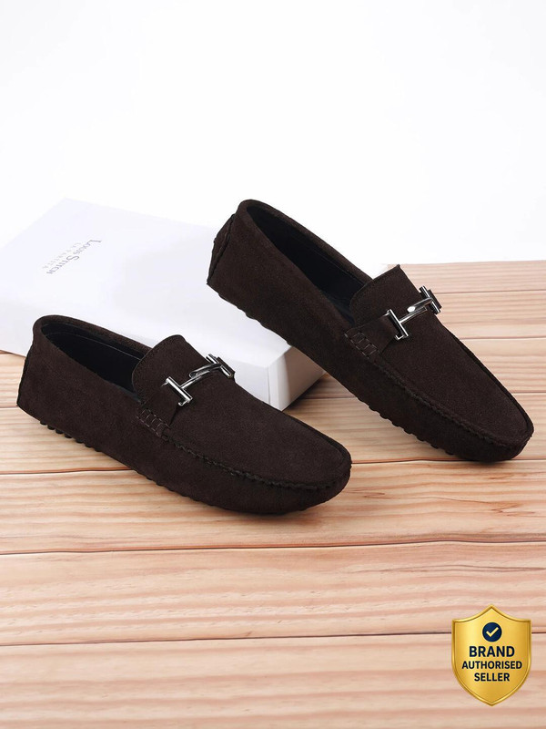 LOUIS STITCH Brown Suede Leather Casual Loafers for Men (ITSUD) Size 7 Loafers For Men(Brown , 7)