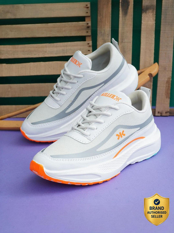 KILLER Sports Running Shoes for Men Soft Cushioned Insole Slip-Resistance Shoes Running Shoes For Men(White , 9)