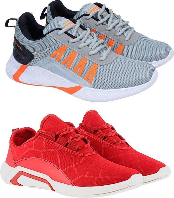 Birde Combo Pack of 2 Casual Shoe Sneakers For Men(Red , 8)