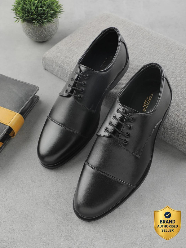 LIBERTY Fortune HML-13E Formal Lacing Shoes With PU Sole | Lightweight and Comfortable Oxford For Men(Black , 6)