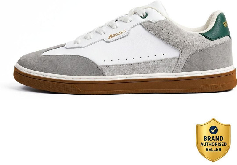 BOLDFIT Men Klunys Sneakers for Men | Casual Stylish Shoes|Premium PU Leather|TPR Sole Sneakers For Men(White, Green , 10)