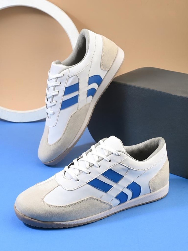 Roadster Men's SS26 Casual Lace Up Shoes Sneakers For Men(White, Blue, Camel , 8)