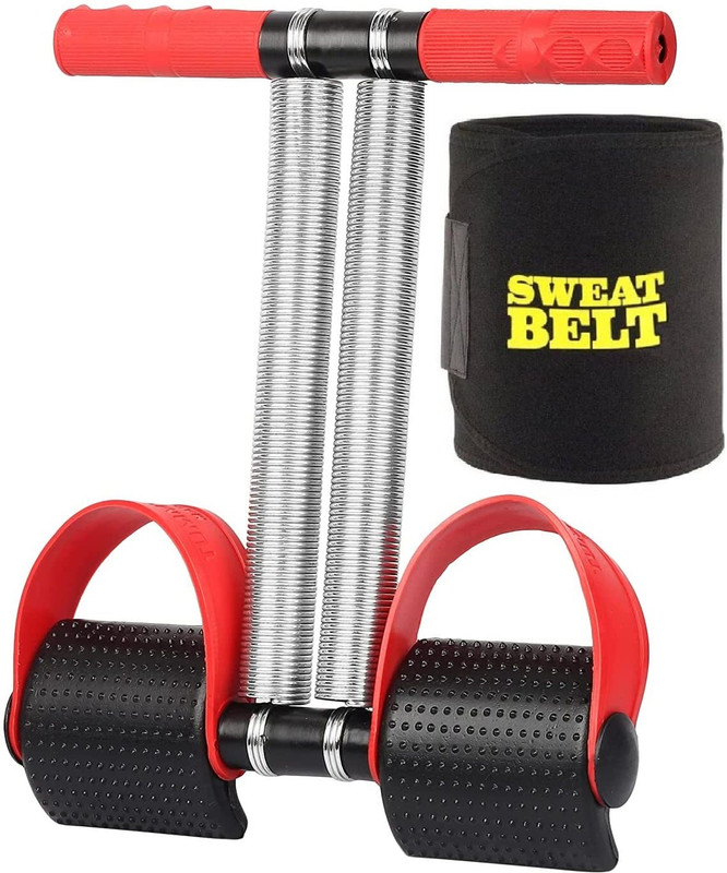 LatinX Combo of Single Spring Tummy Trimmer with Sweat Belt Fitness Accessory Kit Kit
