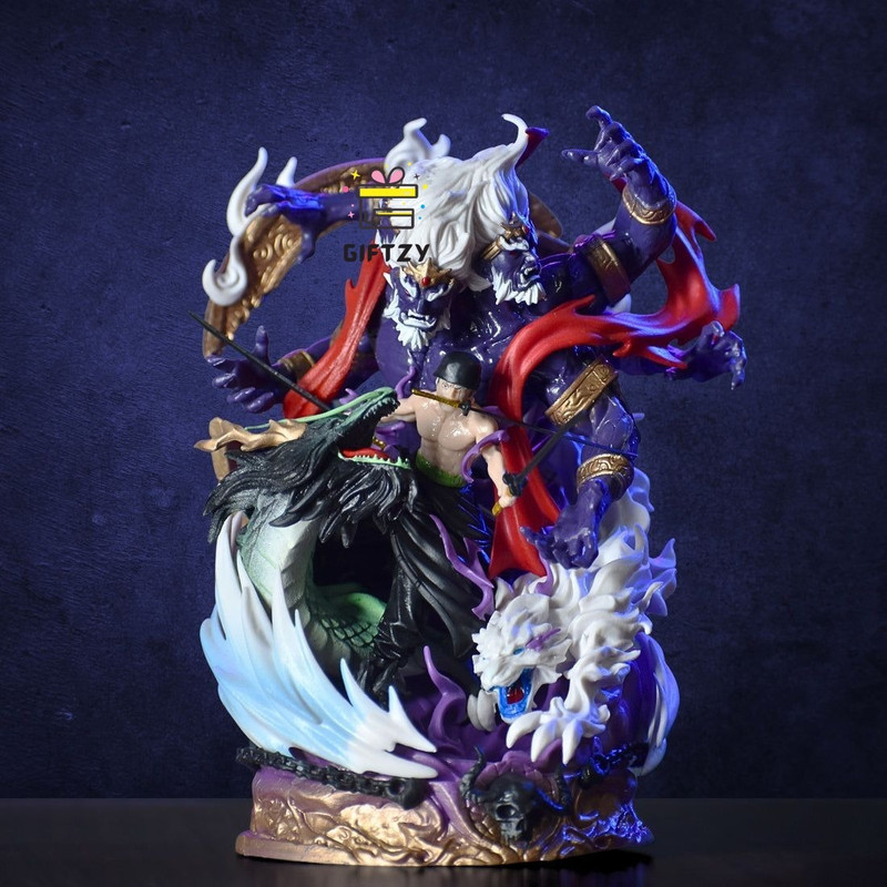 GT Gala Time One Piece Zoro vs Kaido 26 cm Action Figure Anime Battle Statue(Multicolor)