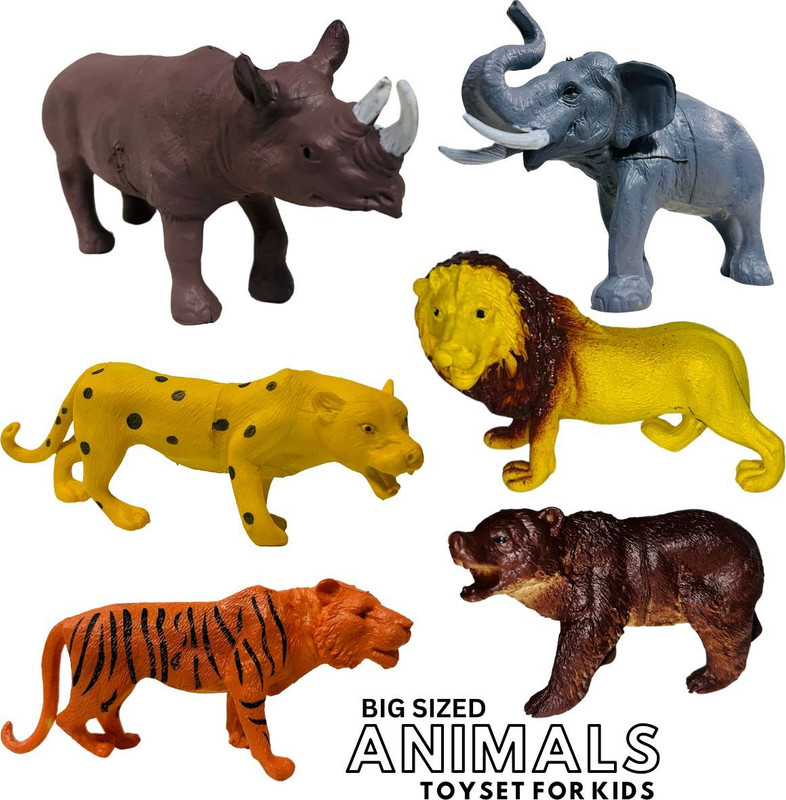 ZESTHOME Big Size Animal Toys Set for Kids – Pack of 6 (5 Inches)- Made in India(Multicolor)
