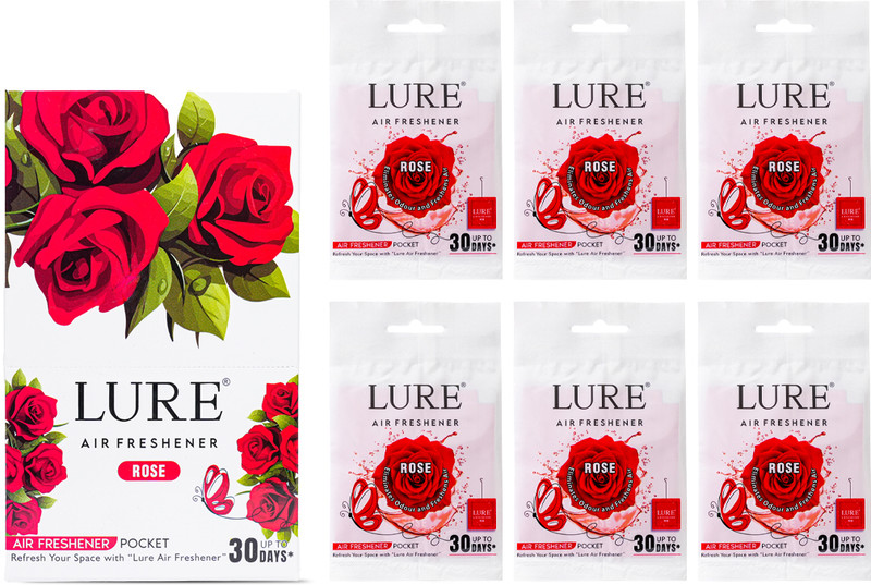 lure Rose Car Freshener Blocks Luxury Pocket Air Freshener For Home , Office - Rose 10 Gm (Pack Of Pack Of 6)(6 x 1 Units)