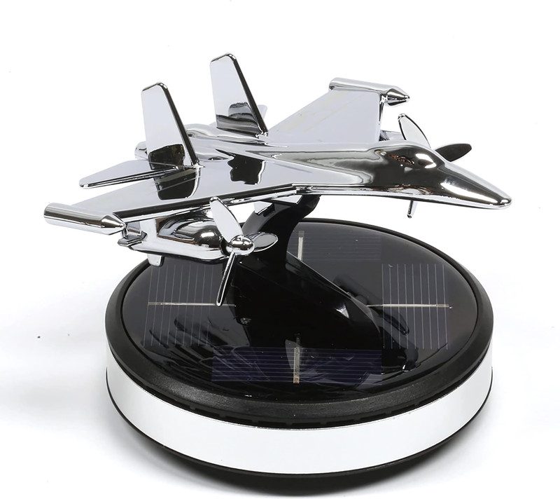 Budwill ® Fighter Jet Silver Metal Solar Air Freshener Perfume Car Freshener Diffuser Solar Silver Rotating Fighter Any Color(5 ml)