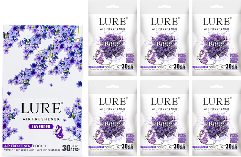 lure Lavender Car Freshener Blocks Luxury Pocket Air Freshener For Home , Office Lavender 10 Gm (Pack Of Pack Of 6)(6 x 1 Units)