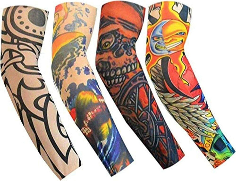 AA R HOSIERY Nylon Arm Sleeve For Men & Women With Tattoo(Free, Multicolor)