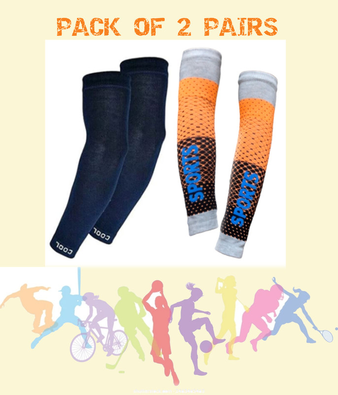 Bmode Cotton Arm Sleeve For Men & Women(Free, Navy Blue)