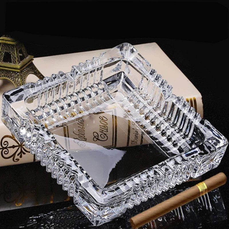 OFM Crystal Ashtray Square Clear Glass Ashtray(Pack of 1)