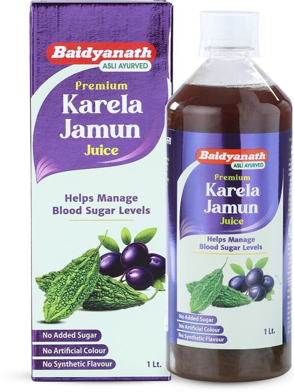Baidyanath Karela Jamun Juice| Controls Blood Sugar Levels| 100% Natural- 1L(Pack of 2, 2)