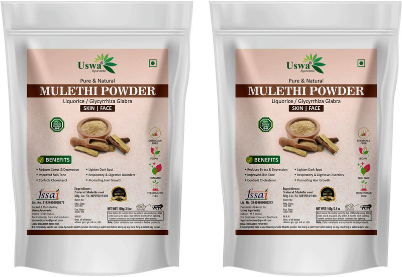 Uswa Ayurvedic Mulethi Liquorice Root For Face Pack And Hair Pack(Pack of 2, 200 g)